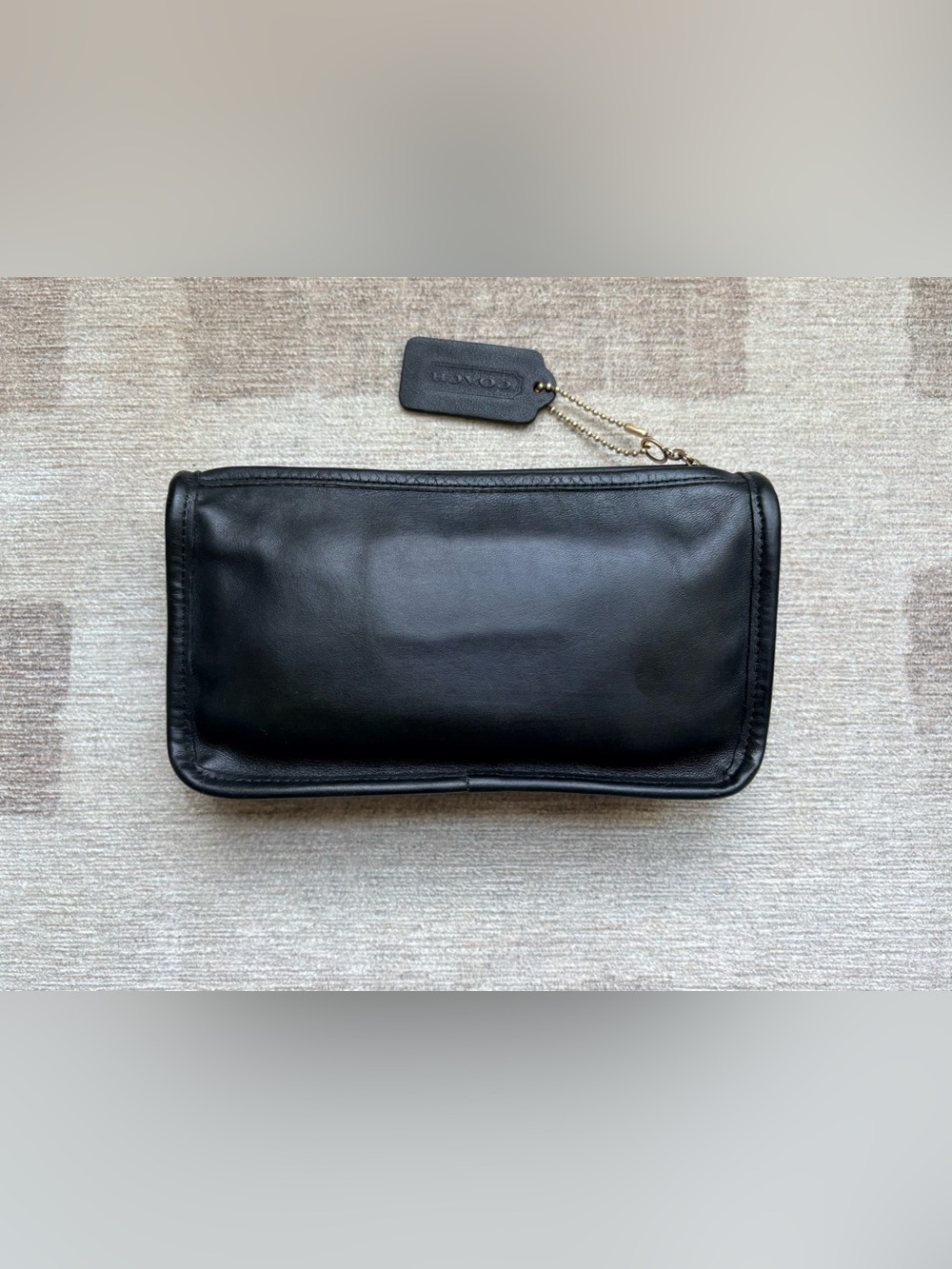 COACH Vintage Chunky Case Black Leather Cosmetic Makeup Travel Utility Case 7165 - Picture 2 of 10
